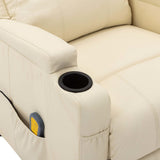 NNEVL Massage Reclining Chair Cream White Faux Leather