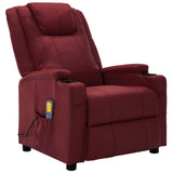 NNEVL Massage Reclining Chair Wine Red Faux Leather