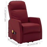 NNEVL Stand-up Massage Recliner Wine Red Faux Leather