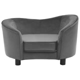 NNEVL Dog Sofa Grey 69x49x40 cm Plush and Faux Leather