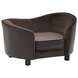 NNEVL Dog Sofa Brown 69x49x40 cm Plush and Faux Leather