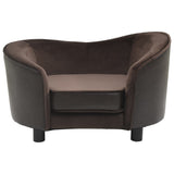 NNEVL Dog Sofa Brown 69x49x40 cm Plush and Faux Leather
