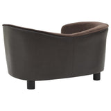 NNEVL Dog Sofa Brown 69x49x40 cm Plush and Faux Leather