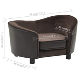 NNEVL Dog Sofa Brown 69x49x40 cm Plush and Faux Leather