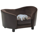 NNEVL Dog Sofa Brown 69x49x40 cm Plush and Faux Leather