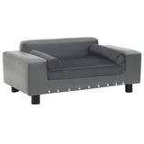 NNEVL Dog Sofa Grey 81x43x31 cm Plush and Faux Leather