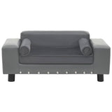 NNEVL Dog Sofa Grey 81x43x31 cm Plush and Faux Leather