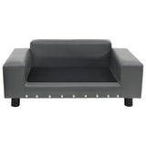 NNEVL Dog Sofa Grey 81x43x31 cm Plush and Faux Leather