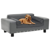 NNEVL Dog Sofa Grey 81x43x31 cm Plush and Faux Leather