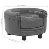 NNEVL Dog Sofa Grey 48x48x32 cm Plush and Faux Leather
