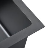 NNEVL Handmade Kitchen Sink with Overflow Hole Black Stainless Steel