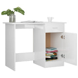 NNEVL Desk High Gloss White 100x50x76 cm Engineered Wood