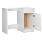 NNEVL Desk High Gloss White 100x50x76 cm Engineered Wood