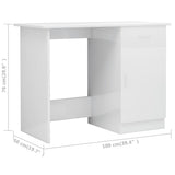 NNEVL Desk High Gloss White 100x50x76 cm Engineered Wood