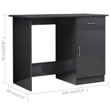 NNEVL Desk High Gloss Grey 100x50x76 cm Engineered Wood