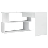 NNEVL Corner Desk High Gloss White 78.7"x19.7"x29.9" Engineered Wood