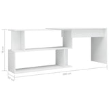 NNEVL Corner Desk High Gloss White 78.7"x19.7"x29.9" Engineered Wood