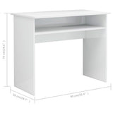 NNEVL Desk High Gloss White 90x50x74 cm Engineered Wood