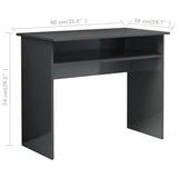 NNEVL Desk High Gloss Grey 90x50x74 cm Engineered Wood