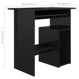 NNEVL Desk High Gloss Black 80x45x74 cm Engineered Wood