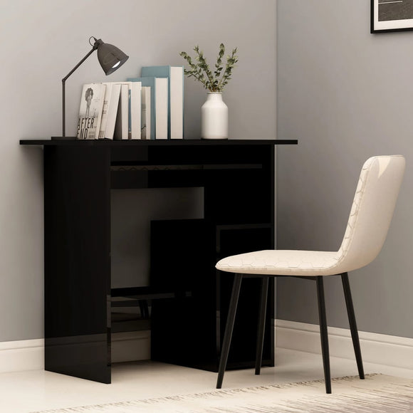 NNEVL Desk High Gloss Black 80x45x74 cm Engineered Wood