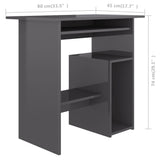 NNEVL Desk High Gloss Grey 80x45x74 cm Engineered Wood