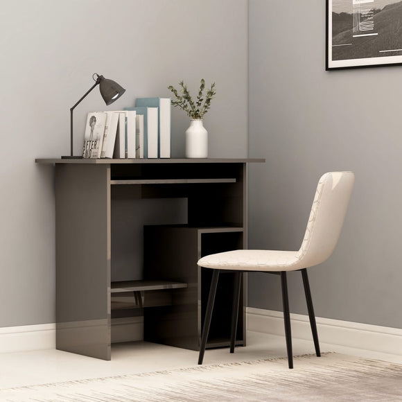 NNEVL Desk High Gloss Grey 80x45x74 cm Engineered Wood
