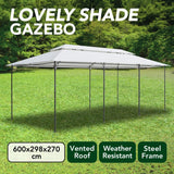 NNEVL Gazebo 600x298x270 cm White 180g/m²
