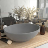 NNEVL Luxury Basin Oval-shaped Matt Light Grey 40x33 cm Ceramic