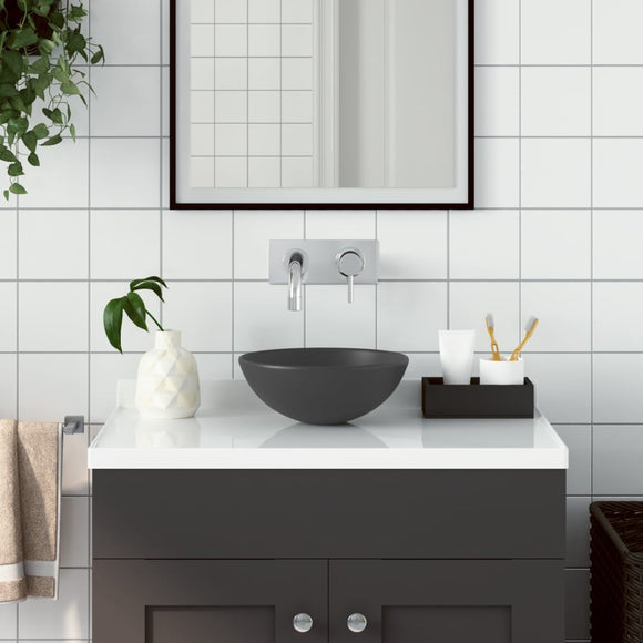NNEVL Bathroom Sink Ceramic Dark Grey Round