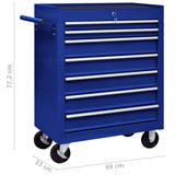 NNEVL Workshop Tool Trolley with 7 Drawers Blue