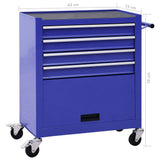 NNEVL Tool Trolley with 4 Drawers Steel Blue