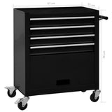 NNEVL Tool Trolley with 4 Drawers Steel Black
