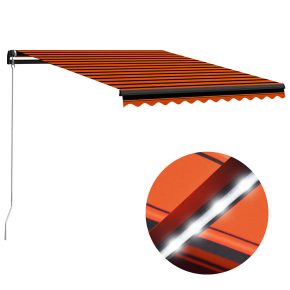 NNEVL Manual Retractable Awning with LED 300x250 cm Orange and Brown