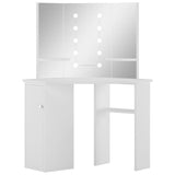 NNEVL Corner Dressing Table Make-up Table with LED Light White