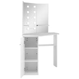 NNEVL Corner Dressing Table Make-up Table with LED Light White