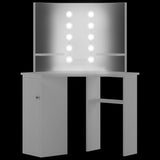 NNEVL Corner Dressing Table Make-up Table with LED Light White