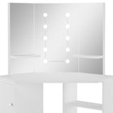 NNEVL Corner Dressing Table Make-up Table with LED Light White