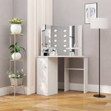 NNEVL Corner Dressing Table Make-up Table with LED Light White