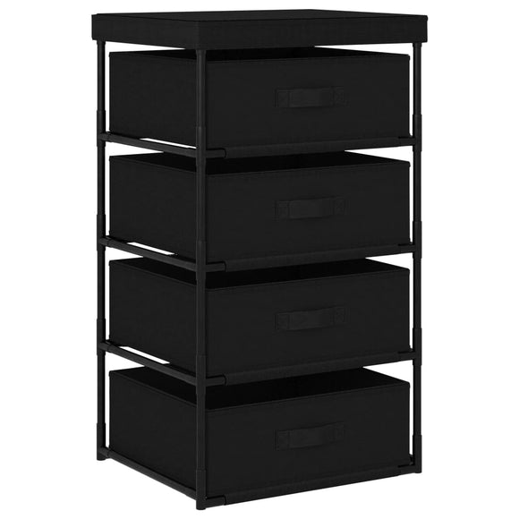 NNEVL Storage Rack with 4 Fabric Baskets Steel Black