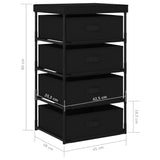 NNEVL Storage Rack with 4 Fabric Baskets Steel Black