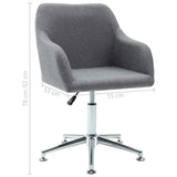 NNEVL 2x Swivel Dining Chairs Light Grey Fabric