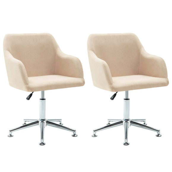 NNEVL 2x Swivel Dining Chairs Cream Fabric