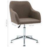 NNEVL 2x Swivel Dining Chairs Taupe Fabric