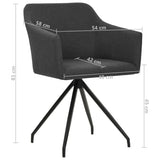 NNEVL Swivel Dining Chairs 2 pcs Dark Grey Fabric