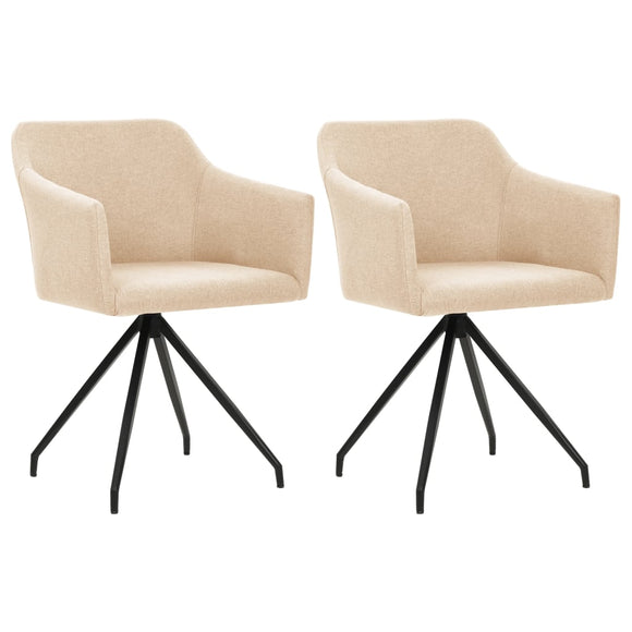 NNEVL Swivel Dining Chairs 2 pcs Cream Fabric