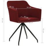 NNEVL Swivel Dining Chairs 2 pcs Wine Red Fabric