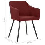 NNEVL Dining Chairs 2 pcs Wine Red Fabric