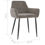 NNEVL Dining Chairs 2 pcs Light Grey Velvet