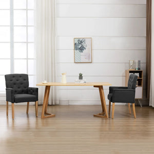 NNEVL Dining Chair with Armrests Grey Fabric